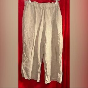 NWOT. Oatmeal Linen Pants, Handmade. Elastic Waist, Pockets. Plus Size XXL